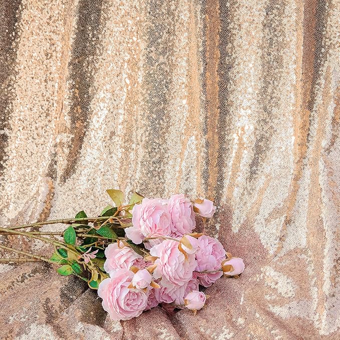 Rose Gold Sequin Backdrop Curtains 2FTx8FT 2 Panels Sparkly Background Drapes for Party Birthday Wedding Decor