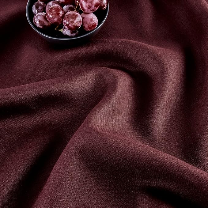 Solino Home Linen Table Runner 60 Inches - 100% Pure Linen Burgundy Hemstitch Table Runner 14 x 60 Inch Ideal for Dresser and Coffee Tables - Fall, Thanksgiving, Christmas, Holiday - Classic Hemstitch