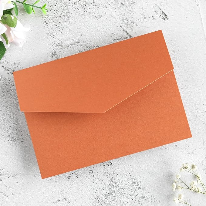20 PCS Burnt Orange Tri-fold Laser Cut Wedding Invitation Pockets for 5x7 Wedding Cards Bridal Shower Engagement Quinceanera Invitation