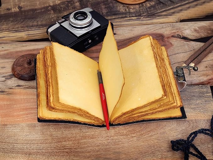 cuero Book of Spells Leather Journal Deckle Edge Paper Grimoire Printed Journal The Lovers Tarot Notebook Spiral Gothic Notebook Skull lover Antique Vintage Leather Journals for Men and Women