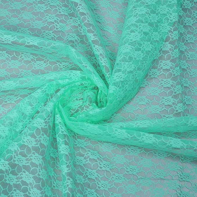 MDS Pack of 5 Wedding 12 x 108 inches Lace Table Runner for Wedding, Decorations for Birthday Parties, Banquets, Graduations, Engagements, and Runners fit Rectangle, Round Table- Mint