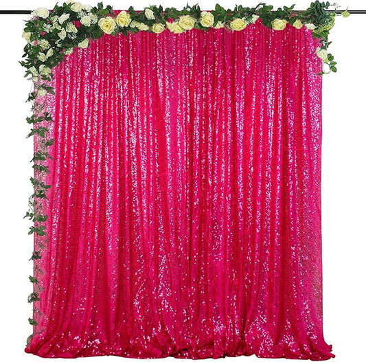 ShiDianYi 4FTX6FT-Fuchsia-SEQUIN Photo Backdrop, Wedding Photo Booth,Photography Background (Fuchsia)
