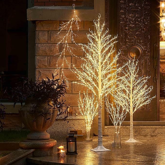 Hairui Lighted White Twig Branches Plug in with Dimmer and Timer 32IN 200 LED Fairy Lights, Lighted Willow Branches for Indoor Outdoor Home Room Christmas Decoration (Vase Excluded)