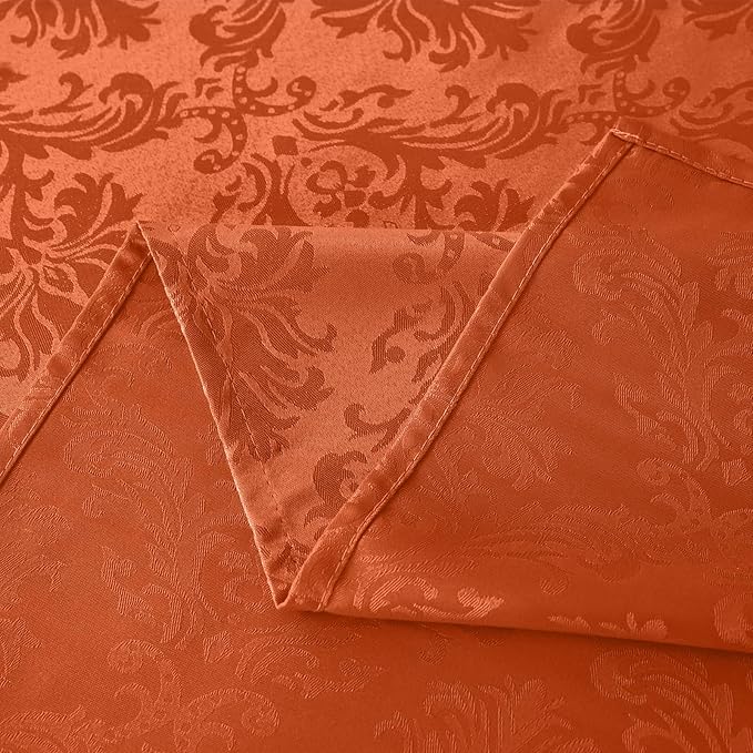 SASTYBALE Rust Jacquard Square Napkin, Damask Wrinkle Free Soft Polyester Napkins, Thanksgiving Fabric Cloth Napkins for Christmas, Wedding,Holiday, Party, Dinners, Set of 4 (Rust, 20X20 inch Napkin)