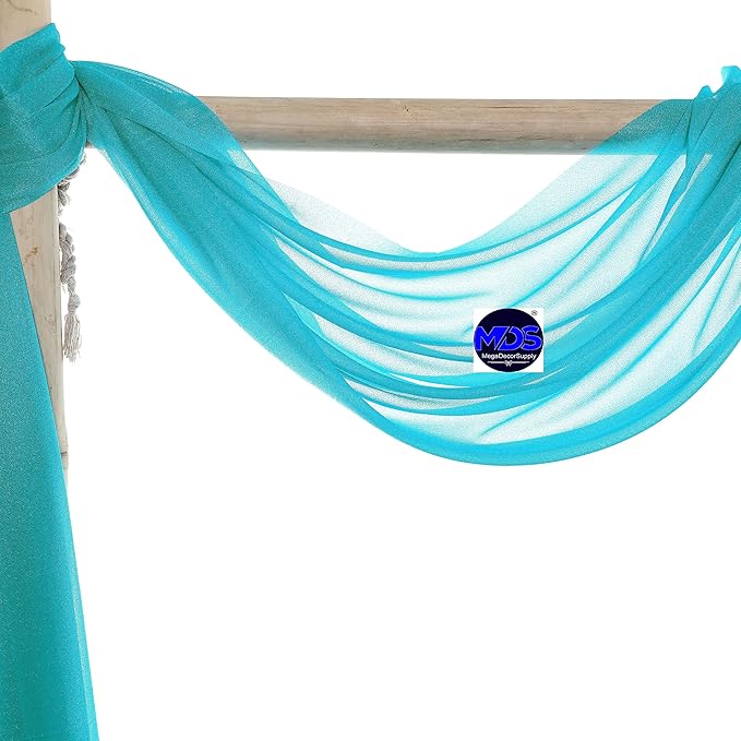 MDS Halloween Chiffon Draping Fabric - 2 Panel, 30" Wide x 50ft Long - Sheer Spooky Arbor & Canopy Drapery for Haunted House Backdrops, Party Ceilings, DIY Costumes & Themed Events - Peacock Blue