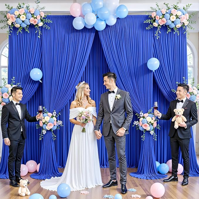 20ft x 12ft Royal Blue Backdrop Curtains Wrinkle Free Backdrop Curtain for Wedding Parties Blue Fabric Backdrops Drapes Back Drop Cloth Bridal Shower Stage Curtains Wedding Decorations for Reception