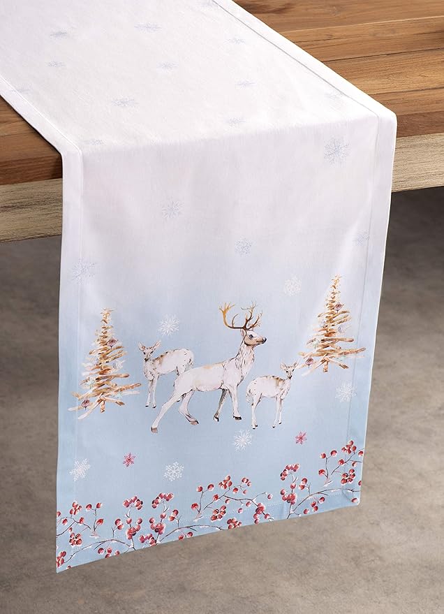 Maison d' Hermine Table Runner 100% Cotton Single Layer Table Runners 60 inches Long Decorative for Home Kitchen Dining Party Baby Shower Wedding Bridal Shower (Fairytale Forest, 14.50" x 60")