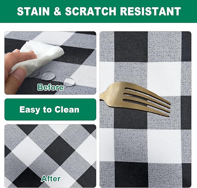 Biscaynebay Fabric Square Tablecloths 60x60 Inch, Black/Grey Scottish Plaid Table Cloth Small Card Folding Table Covers Water Resistant for Dining, Kitchen, Wedding and Parties, etc Machine Washable