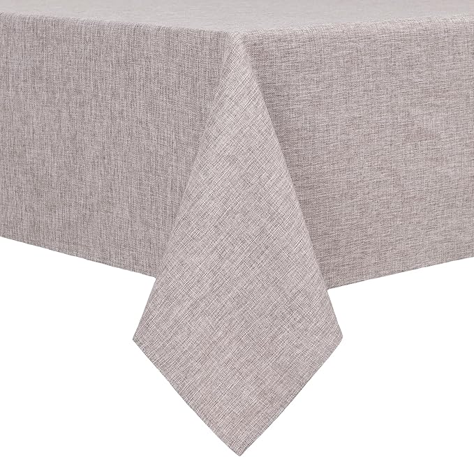 Hiasan Faux Linen Rectangle Tablecloth - Wrinkle and Stain Resistant Washable Table Cloth for Kitchen Dining Room Holiday Table Cover for Party Dinner, Stone, 52 x 70 Inch