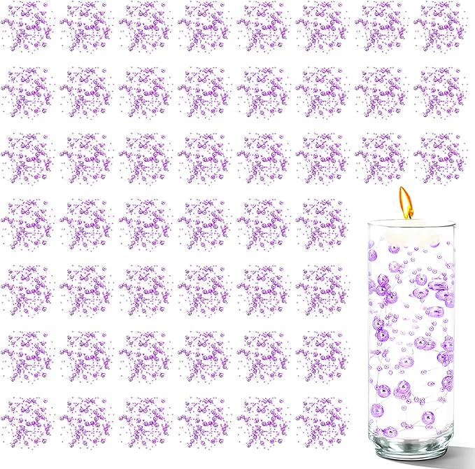 50 PCS Artificial Floating Beads for Centerpieces Vases, Light Purple 8+3mm String Beads for Wedding Party Faux Pearl String for Decorating, String Pearls for Crafts Vase Filler