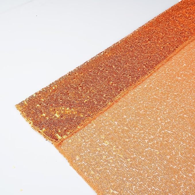 Eternal Beauty 2 PCS Sequin Backdrop Curtain, Halloween Sequin Wedding Backdrop for Christmas Party, Birthday (Orange 2FTx8FT)