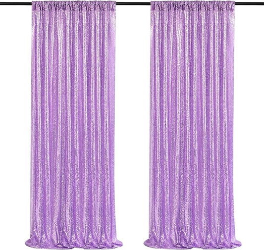 Light Purple Sequin Backdrop Curtains 2 Panels 2FTx8FT Photo Backdrop Glitter Birthday Party Curtains