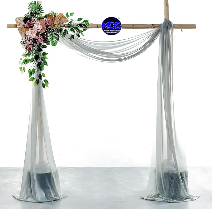 MDS Halloween Chiffon Draping Fabric - 1 Panel, 30" Wide x 75ft Long - Sheer Spooky Arbor & Canopy Drapery for Haunted House Backdrops, Party Ceilings, DIY Costumes & Themed Events - Gray