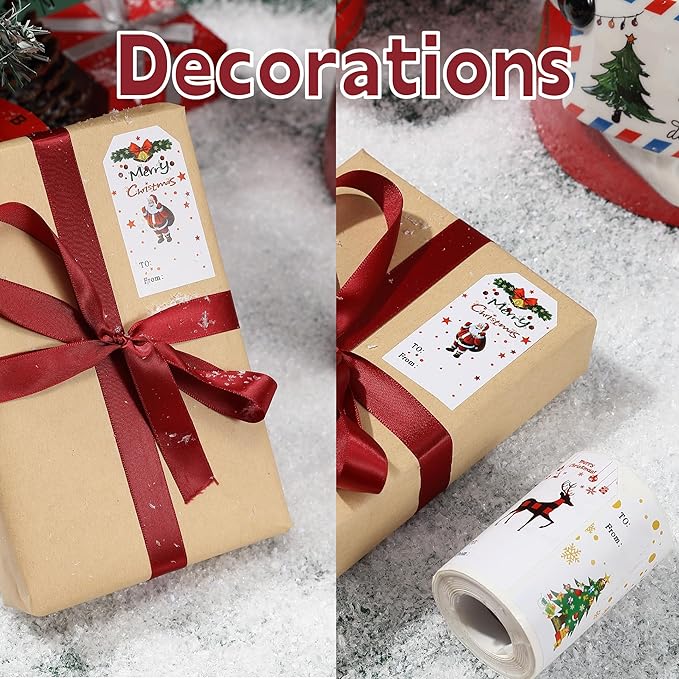300 Pieces Christmas Gift Tags Sticker Name Tags for Christmas Presents Gift Labels (Inches, 3 x 1.6)