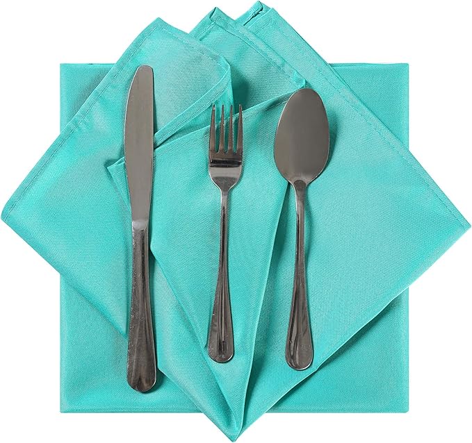 Cloth Napkins 17x17 inch Washable Polyester Dinner Napkins Soft Table Napkins for Wedding Party Dining Banquet(Turquoise,50PCS)