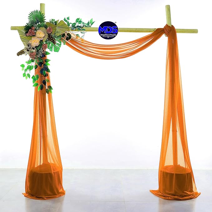 MDS Halloween Chiffon Draping Fabric - 1 Panel, 30" Wide x 30ft Long - Sheer Spooky Arbor & Canopy Drapery for Haunted House Backdrops, Party Ceilings, DIY Costumes & Themed Events - Orange