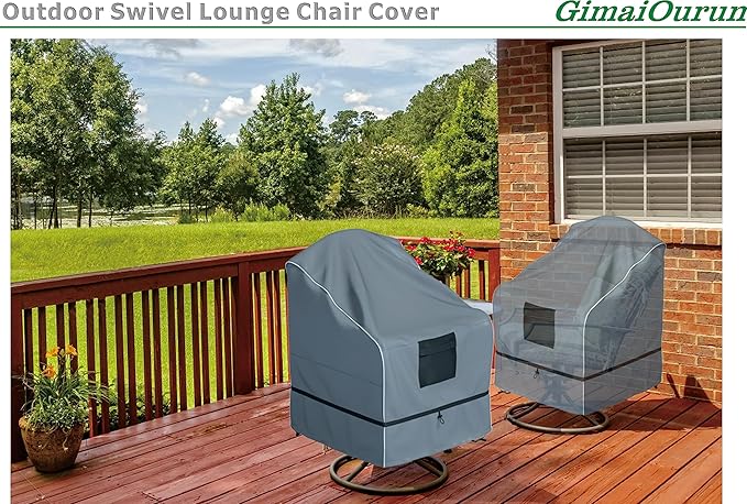 Outdoor Swivel Lounge Chair Cover 4 Pack, Waterproof Heavy Duty, (29 W x 31 D x 38.5 H inches), Gray