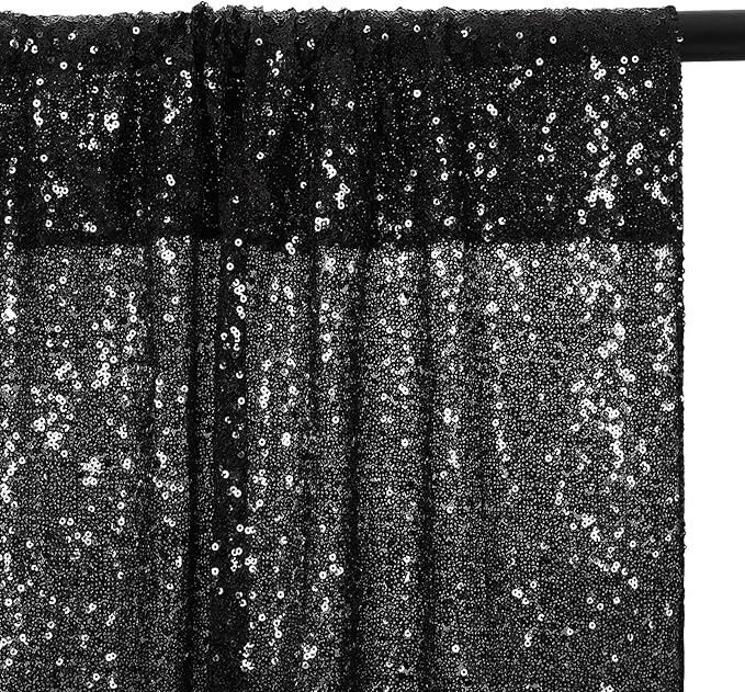 Eternal Beauty Black Sequin Backdrop, 5x7 Ft Halloween Glitter Background Curtains for Shimmer Photography Party Wedding Birthday Back Drop Decor
