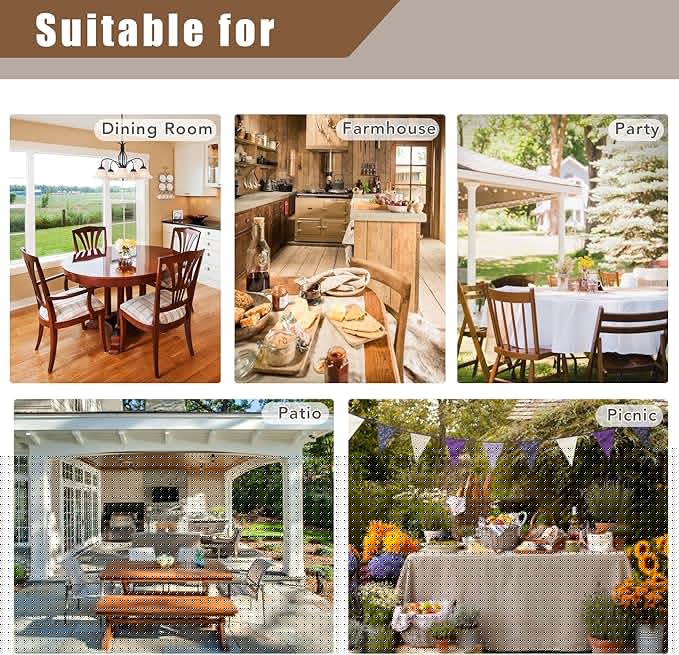 Fitable 2 Pack Faux Linen Christmas Tablecloths, Burlap Textured Fabric Table Cloth Rectangle, Decorative Table Covers for Winter Holiday Dinner Party Farmhouse (Hunter Green, 60 x 84 Inch)