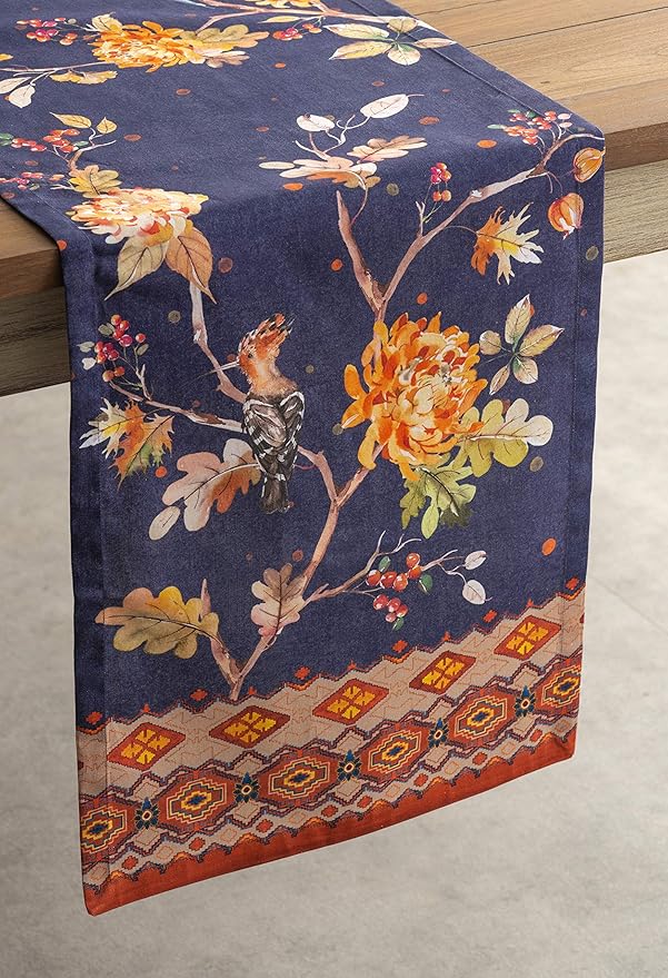 Maison d' Hermine Table Runner 100% Cotton Single Layer Table Runners 36 inches Long for Thanksgiving Christmas Decorations Home Kitchen Dining Party Wedding (Kelim - Infinity, 14.5" x 36")