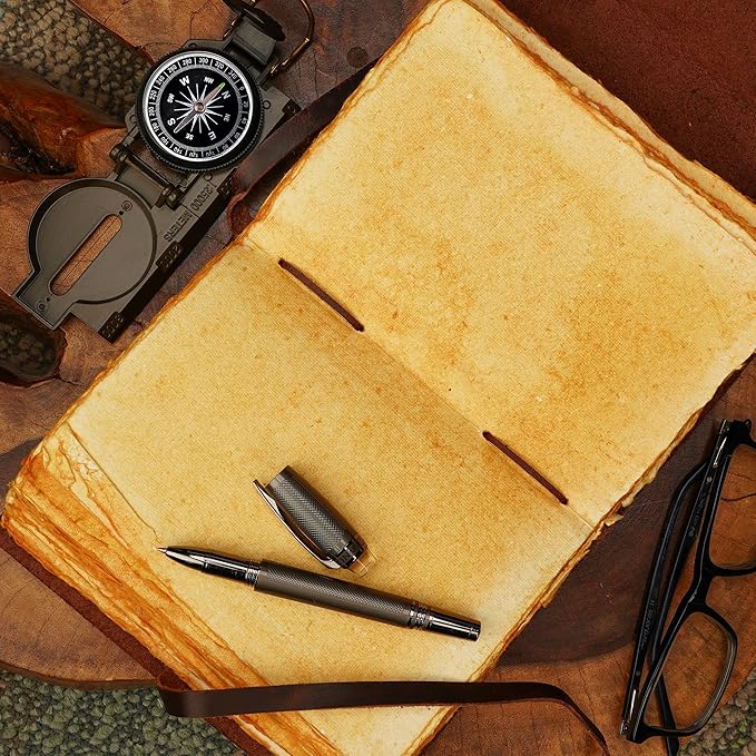 LUXEORIA Leather Journal for Women and Men, 200 Pages - 5"x7", Travel Dairy, Unlined Women's Notebook, Tree Of Life Sketchbook for Drawing, Writing- Antique Deckle Edges Handmade Paper, Vintage Brown