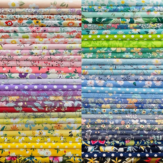 5" x 5" 50 PCS 100% Cotton Fabric Bundles for Quilting Sewing DIY & Quilt Beginners, Quilting Supplies Fabric Squares
