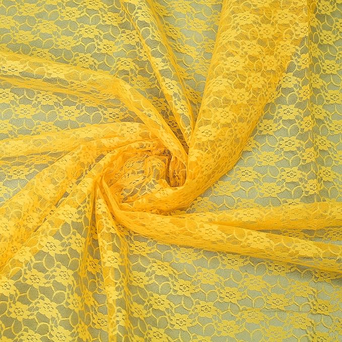 MDS Pack of 15 Wedding 12 x 108 inches Lace Table Runner for Wedding, Decorations for Birthday Parties, Banquets, Graduations, Engagements, and Runners fit Rectangle, Round Table- Yellow Gold