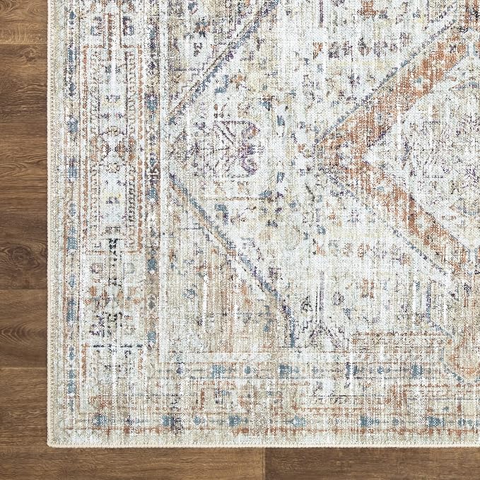 Bloom Rugs Washable Non-Slip 9' x 12' Rug - Peach/Beige Traditional Area Rug for Living Room, Bedroom, Dining Room, and Kitchen - Exact Size: 9' x 12'