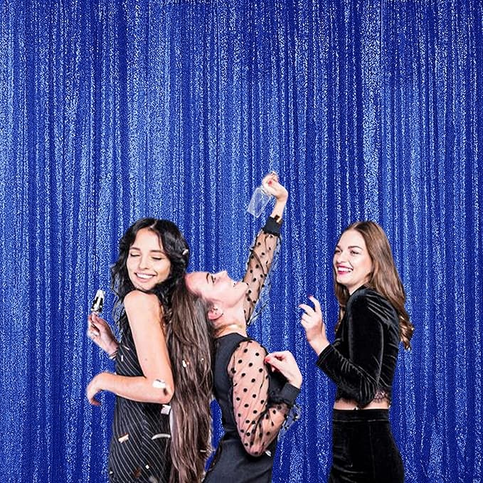 Sugargirl Navy Blue Sequin Backdrop Curtain 2 Panels 2FTx8FT Glitter Navy Blue Background Drapes Sparkle Photography Backdrop for Party Wedding Birthday Wall Decoration