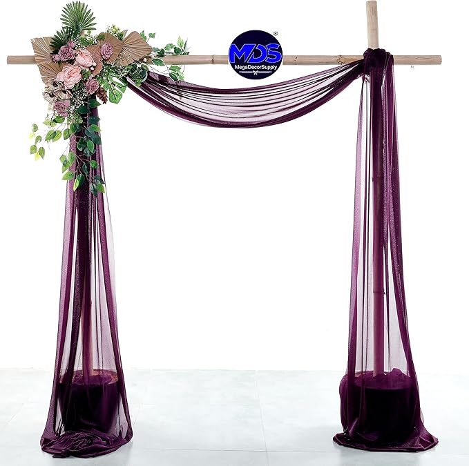 MDS Halloween Chiffon Draping Fabric - 1 Panel, 30" Wide x 100ft Long - Sheer Spooky Arbor & Canopy Drapery for Haunted House Backdrops, Party Ceilings, DIY Costumes & Themed Events - Eggplant