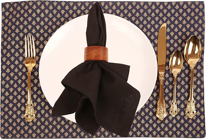 Beautifully Handcrafted Natural Wood Round Shape Large Size Party Dining Table Napkin Holders in Natural Tone. (Set of 6).