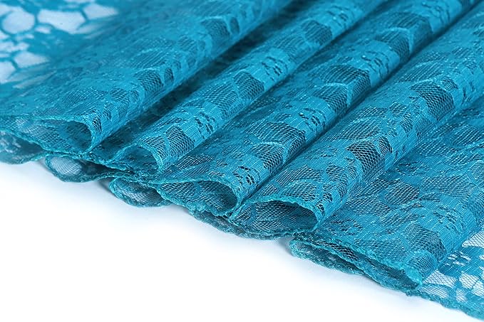 MDS Pack of 15 Wedding 12 x 108 inches Lace Table Runner for Wedding, Decorations for Birthday Parties, Banquets, Graduations, Engagements, and Runners fit Rectangle, Round Table- Dark Teal