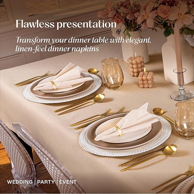 50-Pack Disposable Linen-Feel Pink Napkins, 12" x 17" Cloth-Like Paper Dinner Napkins For Wedding, Bathroom, Party Or Event