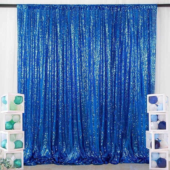 ShiDianYi 8 X 8, Ready to Dispatch,Sequin Backdrops, Sequin Photo Booth Backdrop, Party Wedding Sparkling Photography Prop (8ftx8ft, Royal Blue)