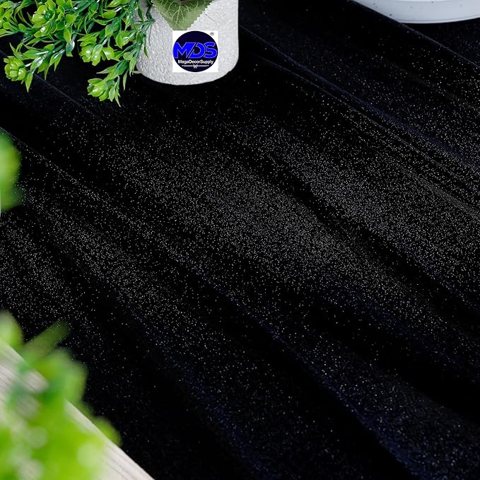 MDS 2 Pack 10ft Chiffon Table Runner 29 x 120 Inches Sheer Wedding Runner Romantic Rustic Table Runner for Wedding Decorations, Birthday Parties, Bridal Shower Party Arch Decor - Black