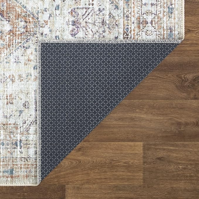 Bloom Rugs Washable Non-Slip 9' x 12' Rug - Peach/Beige Traditional Area Rug for Living Room, Bedroom, Dining Room, and Kitchen - Exact Size: 9' x 12'
