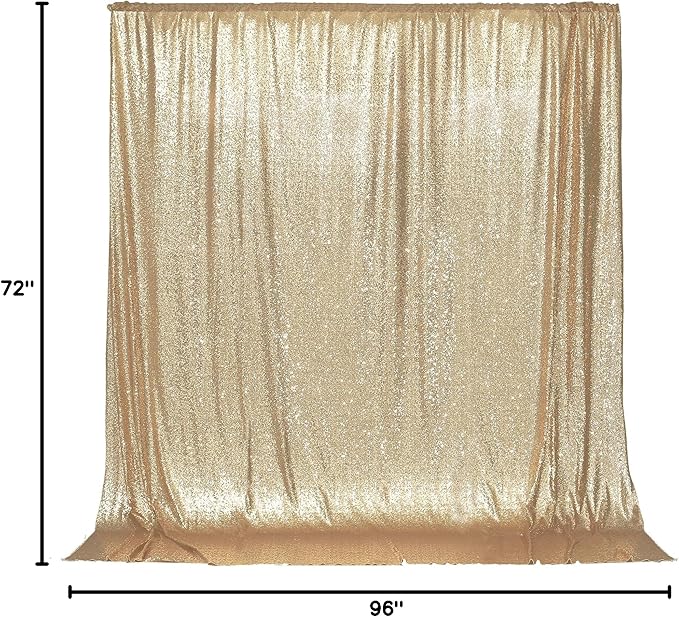 PartyDelight Sequin Backdrop Light Gold 6Ft x 8Ft Photograph Back Drop Wedding Curtain Special Events