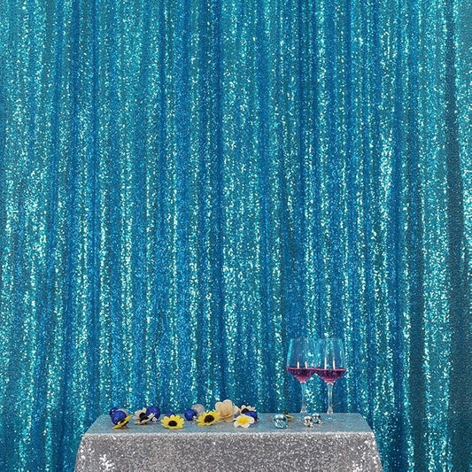 Poise3EHome 6FT x 8FT Turquoise Sequin Photography Backdrop Curtain for Party Decoration