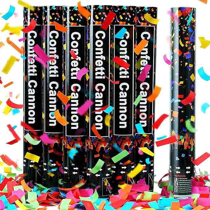 16in Biodegradable Confetti Poppers,Confetti Cannons Bulk with Colorful Confettis Design for Ceremony Party Favor Supplies,Birthday Holiday,Halloween Thanksgiving,Christmas,New Year's Eve(6Pack)
