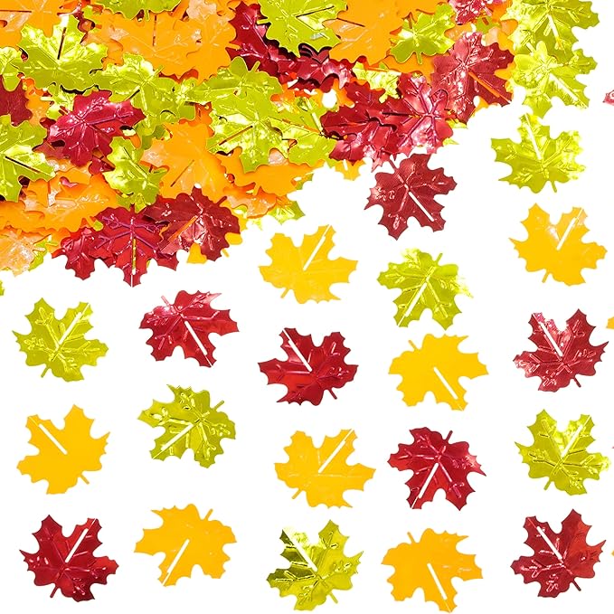 Fall Party Table Scatter Confetti - Thanksgiving Day Maple Leaves Foil Metallic Sequins Confetti Autumn Party Sprinkles Confetti Decorations