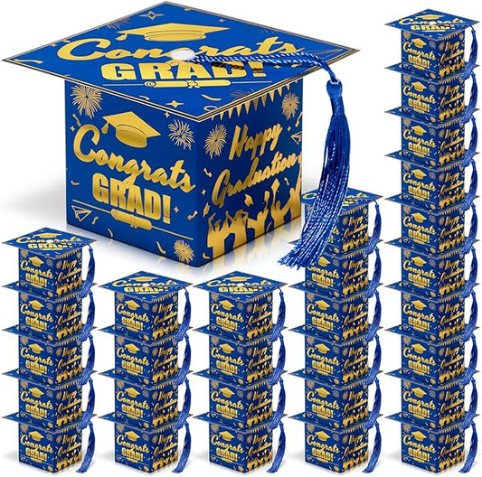 COTOPHER 36 Pack Mini Graduation Cap Gift Boxes, Class of 2025 Graduation Candy Boxes with Tassel, Small Treat Chocolate Box Centerpieces for Tables Party Decorations Graduate Favors Supplies