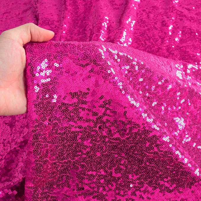 DUOBAO Sequin Backdrop 10x10 Ft Hot Pink Sequin Curtain for Halloween, Weddings & Parties