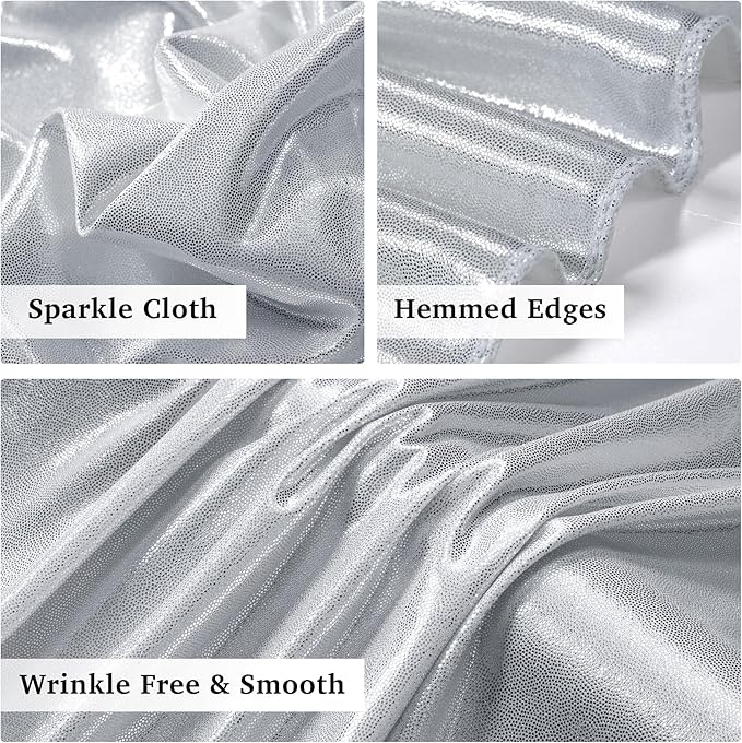 30ft x 10ft Silver Sequin Backdrop Curtain for Parties, Wrinkle Free Thick Glitter Photo Backdrop Drapes 6 Panels 5x10FT Back Drop Cloth Shimmer Fabric for Wedding Birthday Photography Background