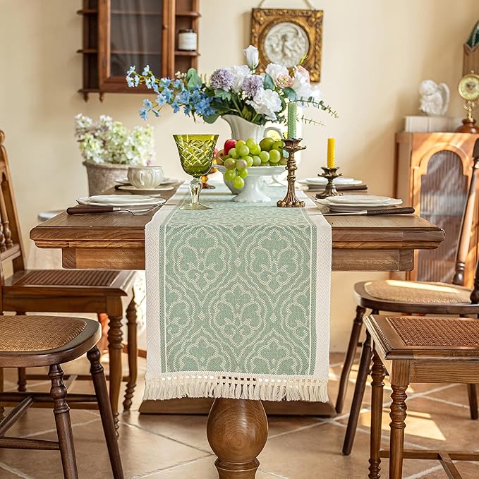 Table Runners 107 Inches,Waterproof Boho Table Runner with Tassel Fringe,Table Runner for Party Coffee Table