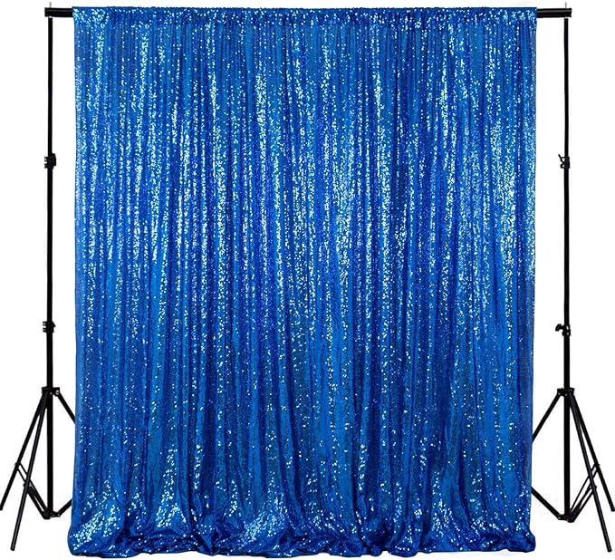 ShinyBeauty Sequin Backdrop Royal Blue 8FTx10FT Glitter Backdrop Photography Background 96Inchx120Inch Blue Shimmer Sequin Fabric Photo Booth Backgrounds for Wedding Banquet Graduation Prom Event