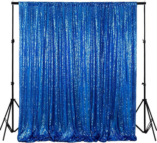 ShinyBeauty Sequin Backdrop Royal Blue 8FTx10FT Glitter Backdrop Photography Background 96Inchx120Inch Blue Shimmer Sequin Fabric Photo Booth Backgrounds for Wedding Banquet Graduation Prom Event