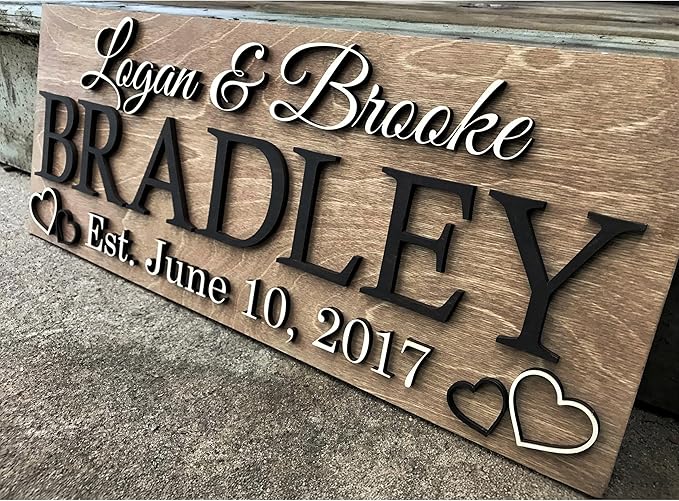 Personalized Wedding Gift – Custom Wood Last Name Established Sign, Family Name Sign, Wooden Sign, Couples Gift, 5 Year Anniversary