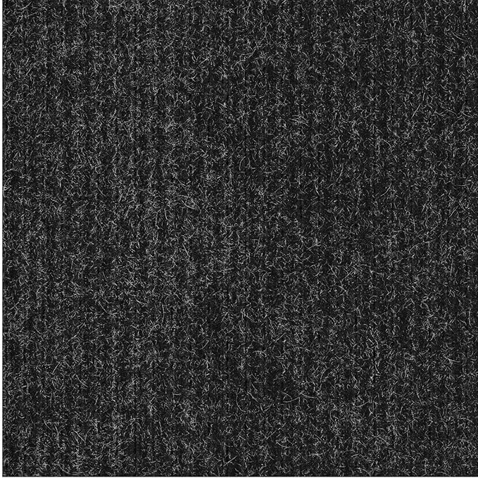 Ottomanson 2' x 12' Hallway Runner with Scraper Pile Extra Durable Non-Slip Rug Mat for Indoor & Outdoor Use - Ideal for Kitchen, Entryway, Patio & Garage - High-Traffic Carpet, Black
