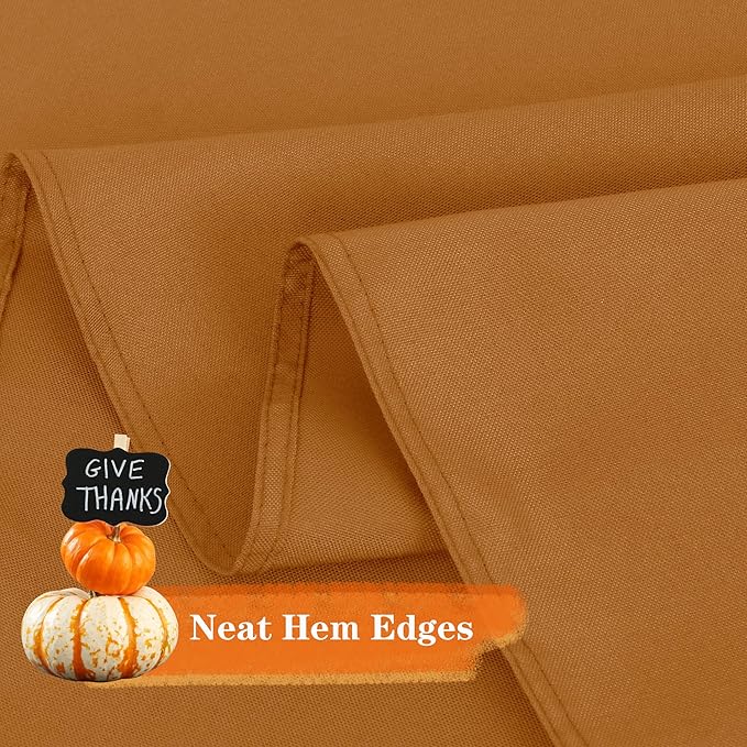 sancua Round Tablecloth 90 Inch - Water Resistant Spill Proof Washable Polyester Fall Table Cloth Decorative Fabric Table Cover for Dining Tables, Thanksgiving Parties and Camping, Bronze