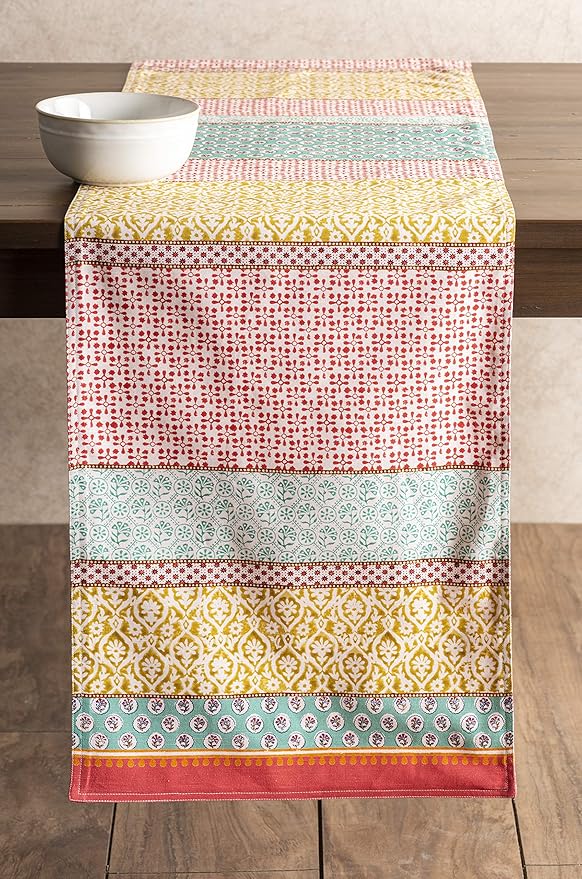 Maison d' Hermine Table Runner 100% Cotton Double Layer Table Runners 72 inches Long Decorative for Home Kitchen Dining Party Baby Shower Wedding Bridal Shower Spring Summer (Provence, 14.50" x 72")